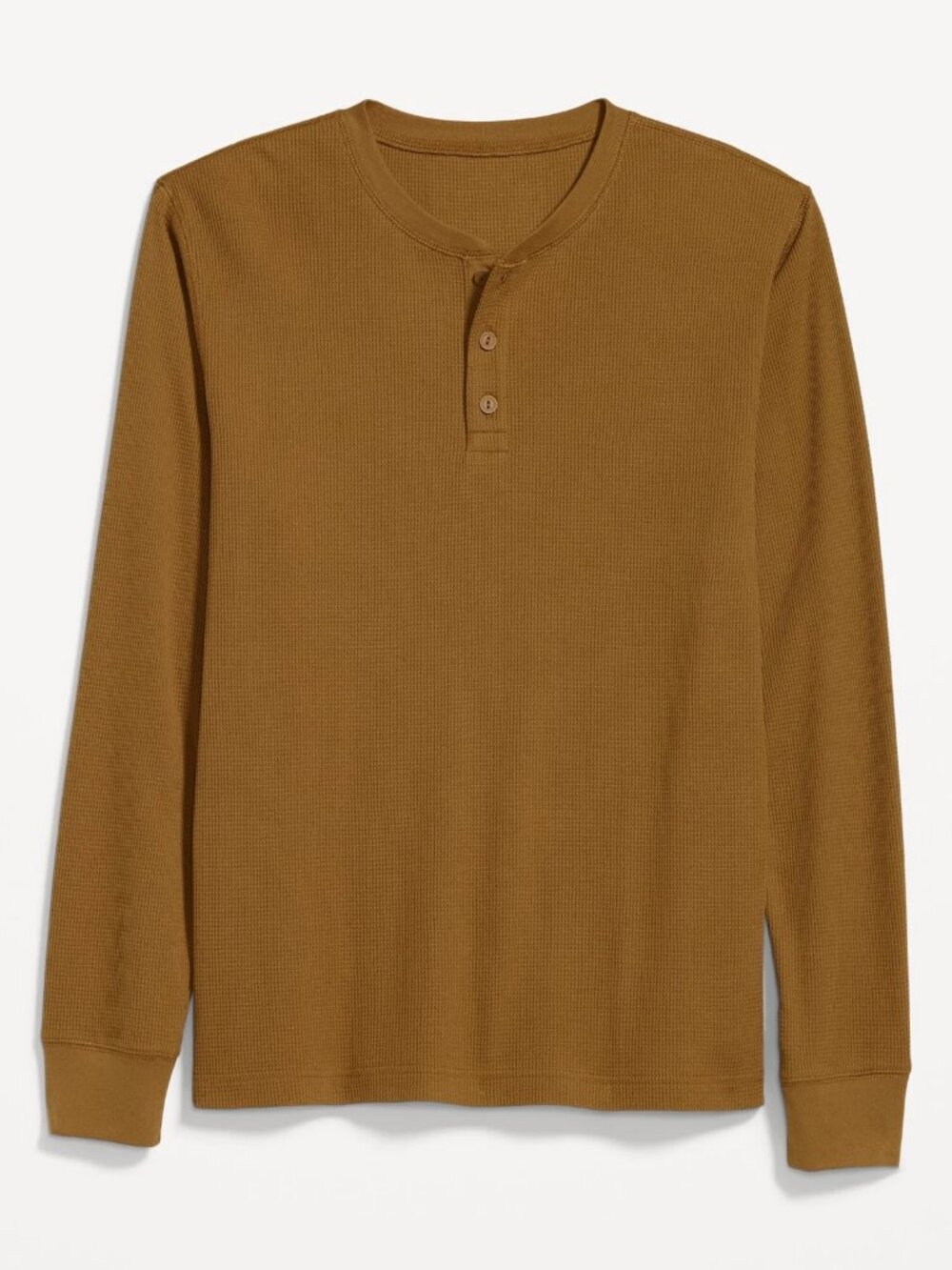 Old Navy Mens Waffle Knit Henley Long Sleeve Thermal T-Shirt Orche Brown Size XL